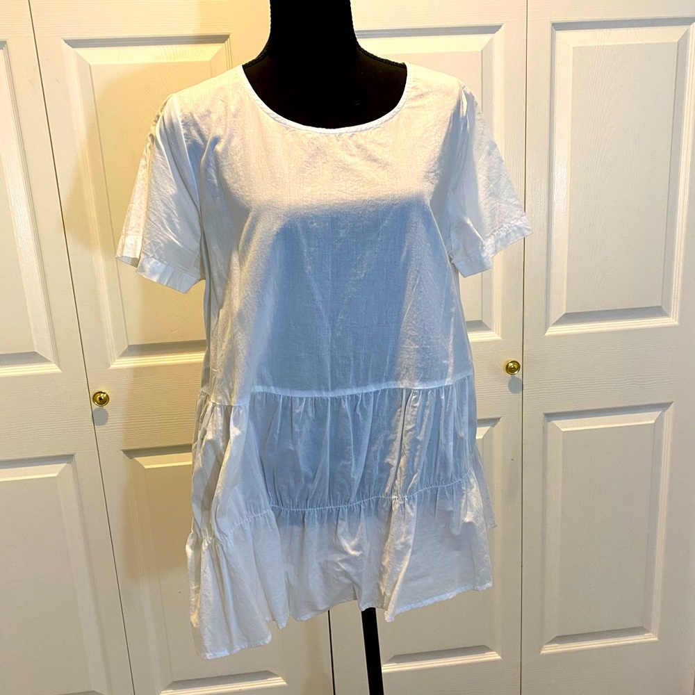 Pleione white cotton summer top in size L